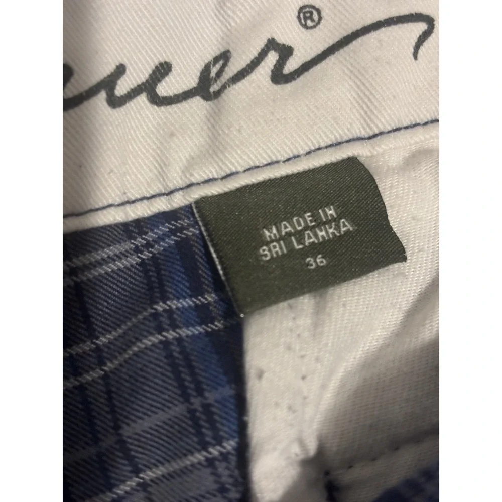 Eddie Bauer Shorts Men's Cargo Bermuda Size 36 Blue Plaid Outdoor Hiking‎